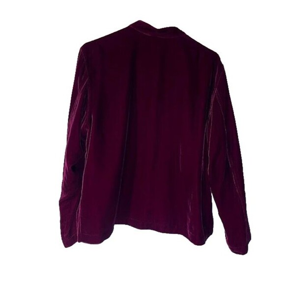 Chico’s Jacket M Burgundy Velvet Silk Blend Sequin Button Up Retro Glam Holiday - Picture 5 of 7